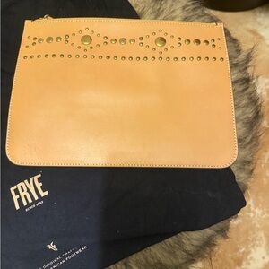 Frye Studded Leather Wristlet in Tan